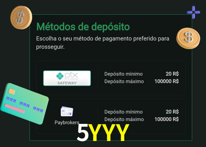 O cassino 5YYY oferece uma grande variedade de métodos de pagamento